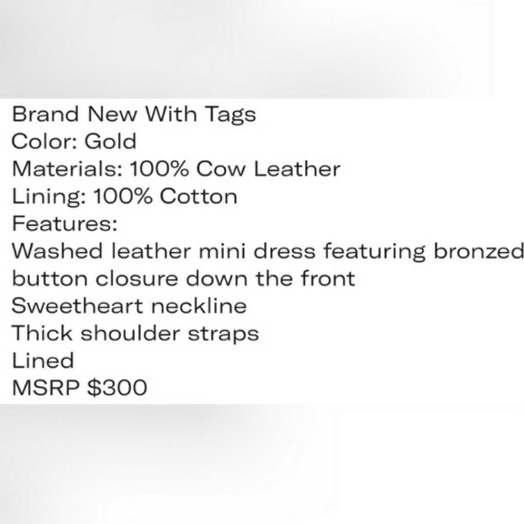 Free People Leather Mini Dress 0,4 Holiday Party Christmas New Years Eve Gold - Picture 15 of 15